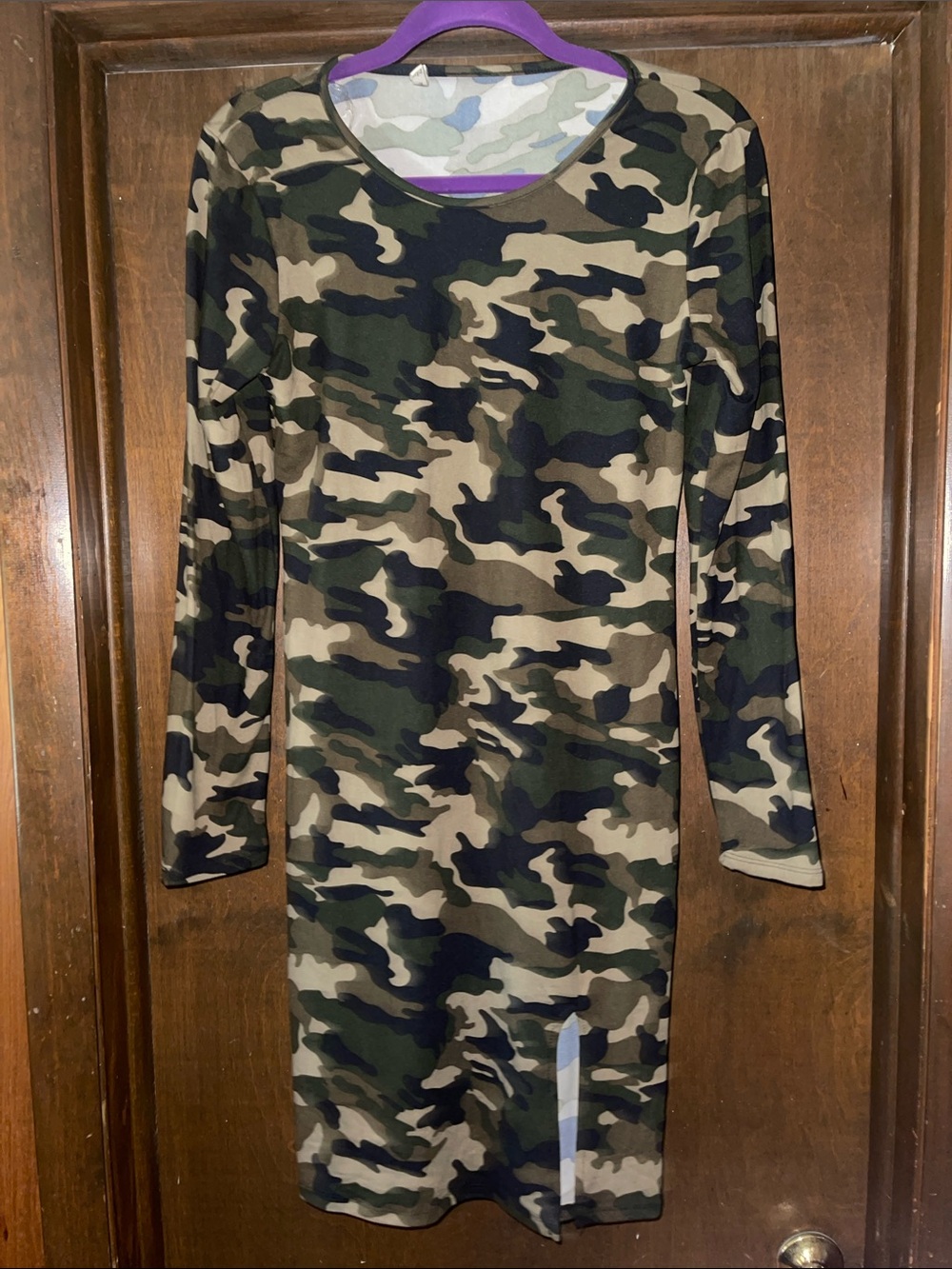 Heart Hips Camo Print Dress in Olive and Taupe